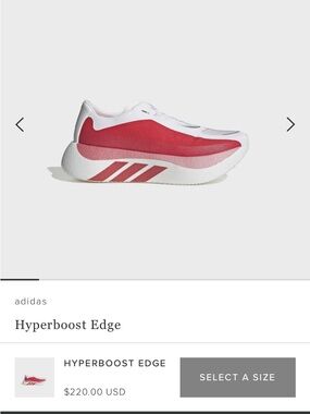 NWT adidas Hyperboost Edge Running Shoe - White & Red